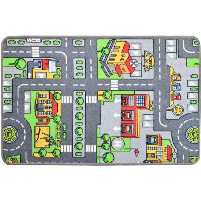 Tapis de jeu - Circuit de voiture en ville – 100 x 67 cm