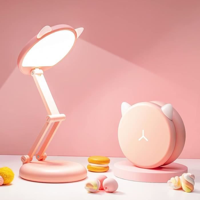 Lampe de bureau - PZCC - Modèle rechargeable - 8 niveaux de luminosité - Couleur rose - Design contemporain