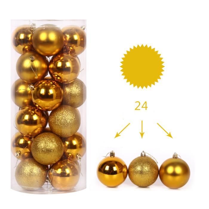 8cm Boule De Noel Dore 24pcs Couleur Decoration De Noel Pour Sapin De Noel Ornements En Plastique Brillant Achat Vente Boule De Noel Bientot Le Black Friday Cdiscount