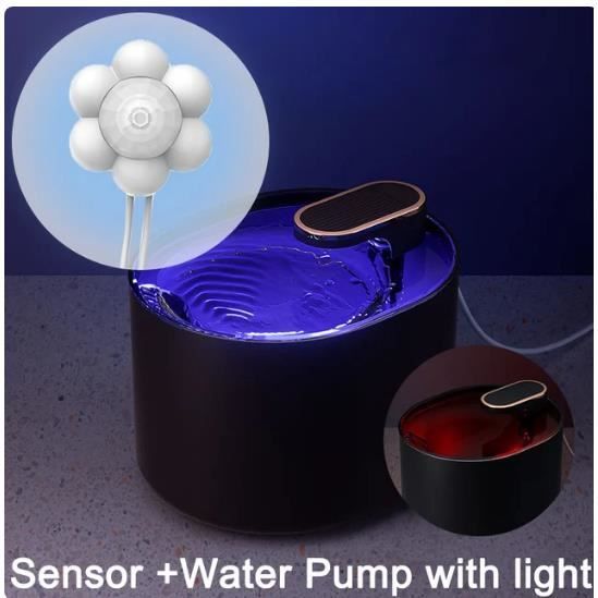 Comparer les prix de RUMOCOVO®   Fontaine à eau pour chat, 3l, avec capteur de mouvement, distributeur automatique d'eau pour chien, avec lumière LED