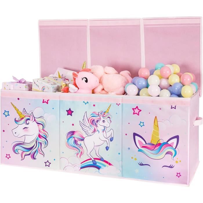 Coffre à Jouets Licorne WERNNSAI - 96x32x40cm Pliable, Rangement Enfant | Tissu Oxford Imperméable
