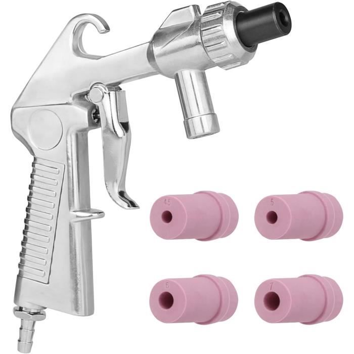 Pistolet De Sablage Pneumatique QWORK - Kit Avec 4 Buses Céramique - Nettoyage Et Gravure