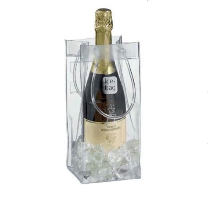 Lot De 6 Sacs à Glace Transparents PVC - Étanches, Avec Poignée - Rafraîchisseur Bouteille Champagne, Vin, Bière - Pour Pique-nique, Jardin, Fêtes