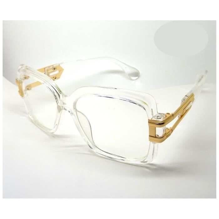 Lunettes de Vue Carrée Transparent Crystal Gold Or Doré Game Street Wear Super