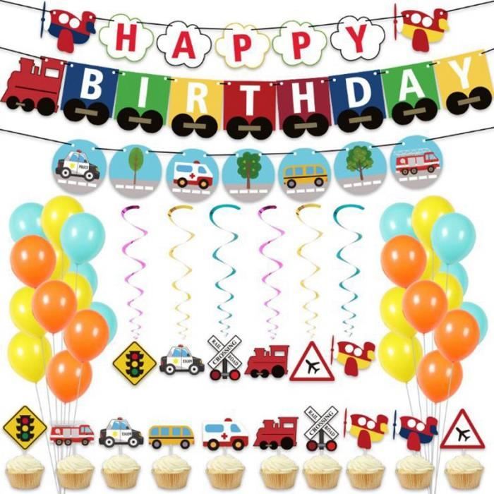 Décorations de Fête de Train, Thème Train Ensemble de Fournitures de Fête D' anniversaire, Fête D'anniversaire sur le Thème du Transport Happy Birthday  Bannière Ballons pour Enfants, Bébé, Garçon : : Cuisine et