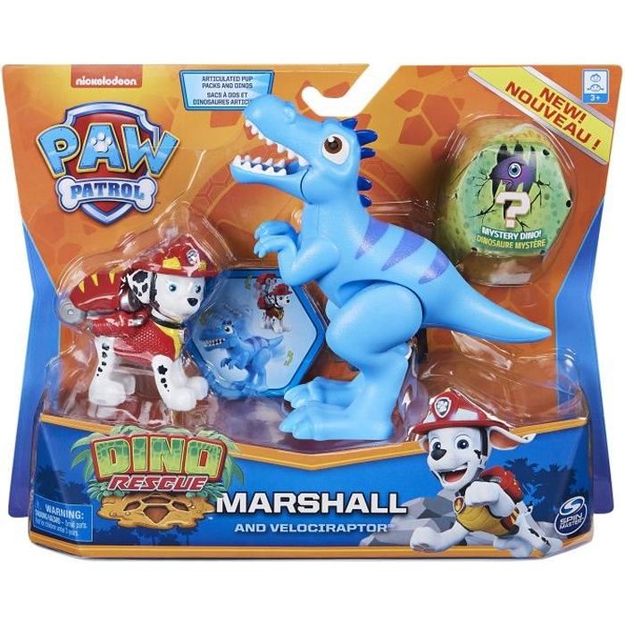 PAT PATROUILLE - Pack de 2 figurines articulées MARCUS DINO RESCUE Paw  Patrol - 6059510 - Coffret Jeu Jouet Enfant à partir de 3