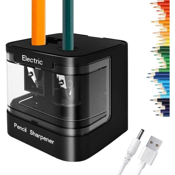 Taille-Crayon Électrique 2 Troux – Pour Crayons 6-12 Mm – Avec Sécurité Enfant – Pour Bureau & École