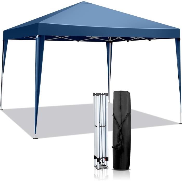 Tonnelle De Jardin 3x3m Pliante, Tente De Réception Réglable Avec Parois Latérales
