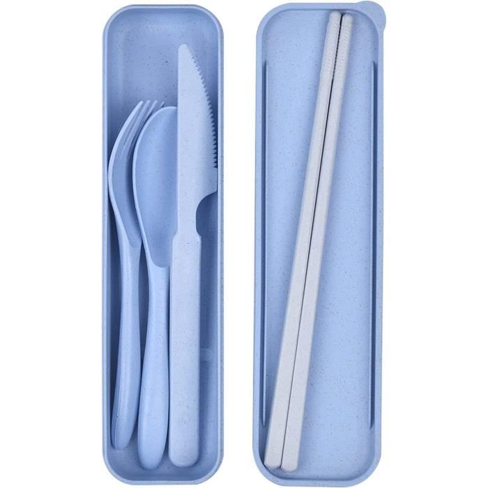 Ensemble De Couverts Réutilisables 2 Pièces - Fourchette, Couteau, Cuillère, Boîte - En Plastique PP Sans BPA - Pour Pique-nique, Voyage, Camping - 8