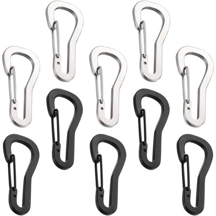 HOUSON Lot De 12 Mousquetons Molle En D – Plastique Costaud, Porte-clés Léger Pour Sac, Bouteille, Camping, Rando