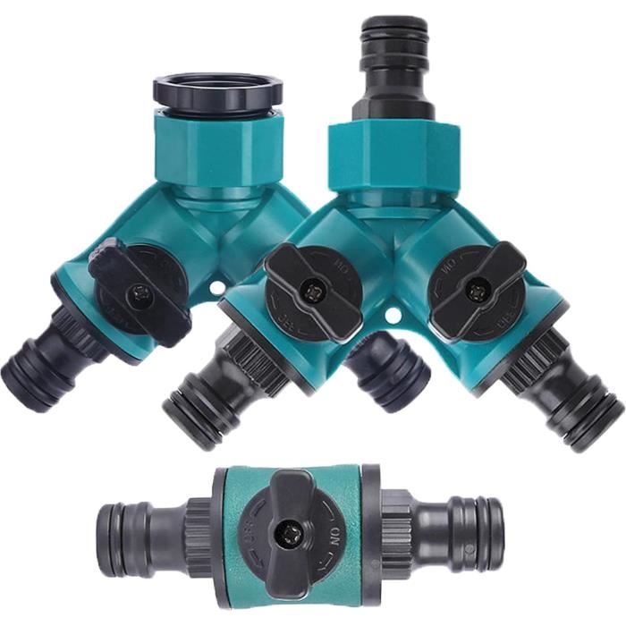 Raccord de tuyau d'arrosage 2 voies en laiton robuste pour pelouse et jardin – Répartiteur de