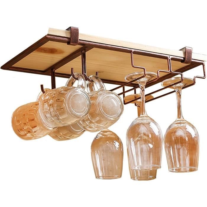 Porte-verres à Vin Suspendu Noir - Range Verres 3 Rangées Sous Armoire - Bar Cuisine