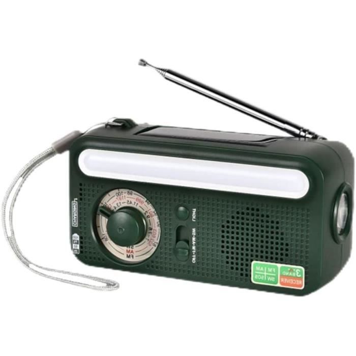 Radio D'Urgence à Manivelle Et Solaire - Lampe LED, Chargeur USB - AM/FM/Ondes Courtes - Pour Camping Survie - 1