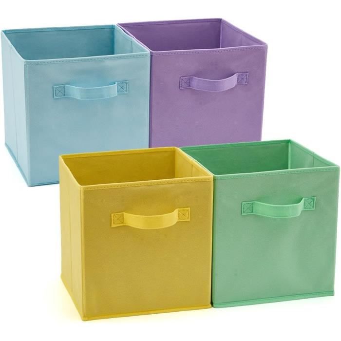 8 Boîtes Rangement 26,7cm - Tissu Non-tissé - Coloris Assortis - Pliables