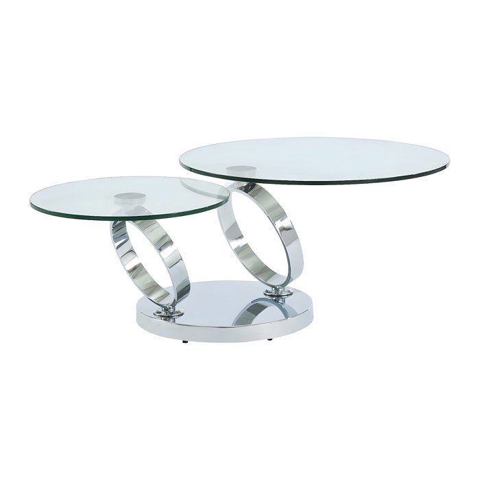 Table basse JOLINE - Verre trempé & métal - Plateaux pivotants - Contemporain - Design