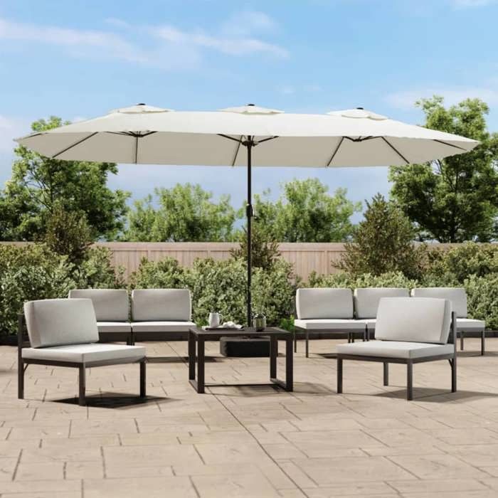VidaXL Parasol à double tête blanc sable 449x245 cm 362945