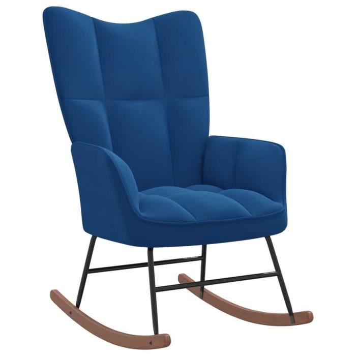 Fauteuil Salon MVS - Chaise à bascule Bleu Velours985 Kg