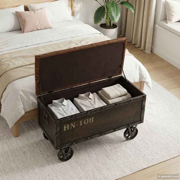 vidaXL Banc de rangement Bois massif et similicuir 805x41x50 cm 245768