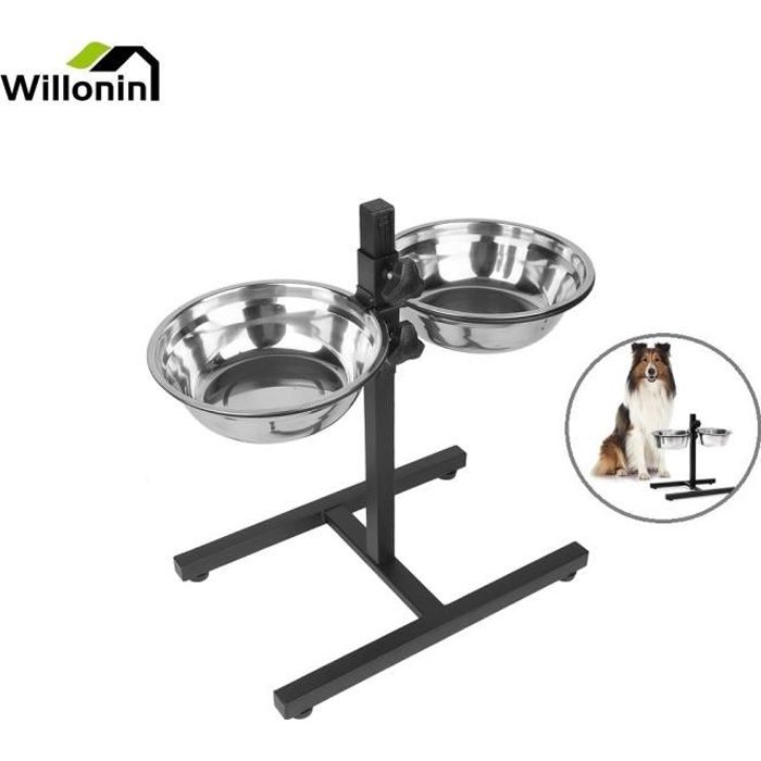 Comparer les prix de Willonin® Gamelle avec 2 bols amovibles Hauteur de Support réglable Bar dalimentation en acier noir capacité de 1.8L x 2 - ZCY