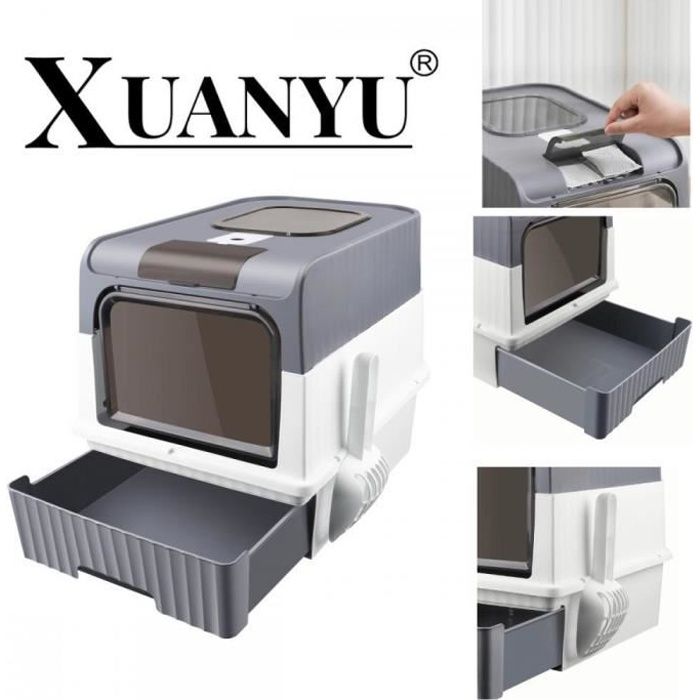 Meilleurs prix pour Bac à litière Top avec couvercle - XXL - Gris - Pour chat