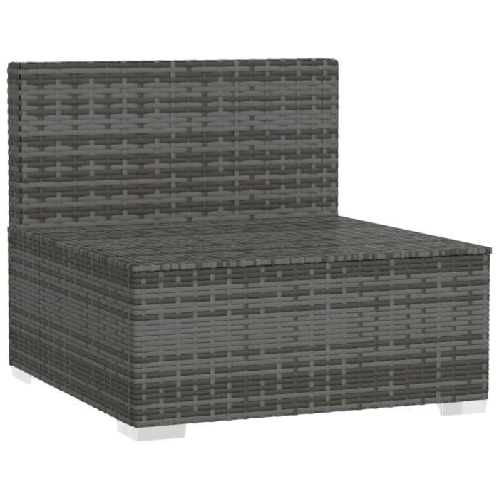 fhe - éléments pour canapés modulables de jardin - canapé central de jardin avec coussins gris résine tressée - dx0225