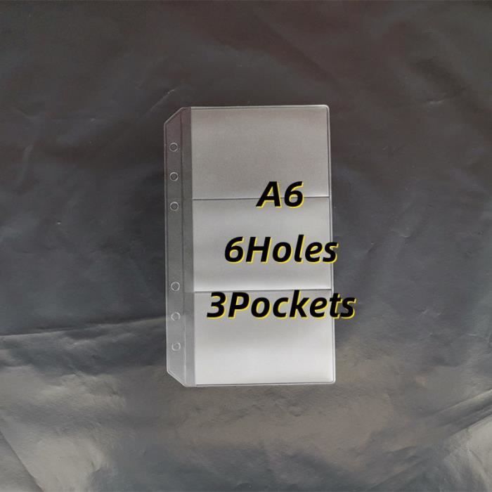 POCHETTE PLASTIQUE,A6-3 Pockets-6 Holes--Sacs'information transparents ?� 6 trous, 10 pi?�ces, A4 