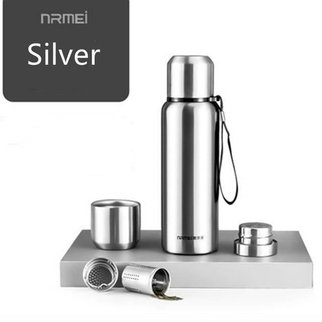 Gourde Isotherme Inox 1000ml Avec 2 Bouchons (bec Et Paille) – Support Magnétique Téléphone, 12h Chaud / 24h Froid - 8