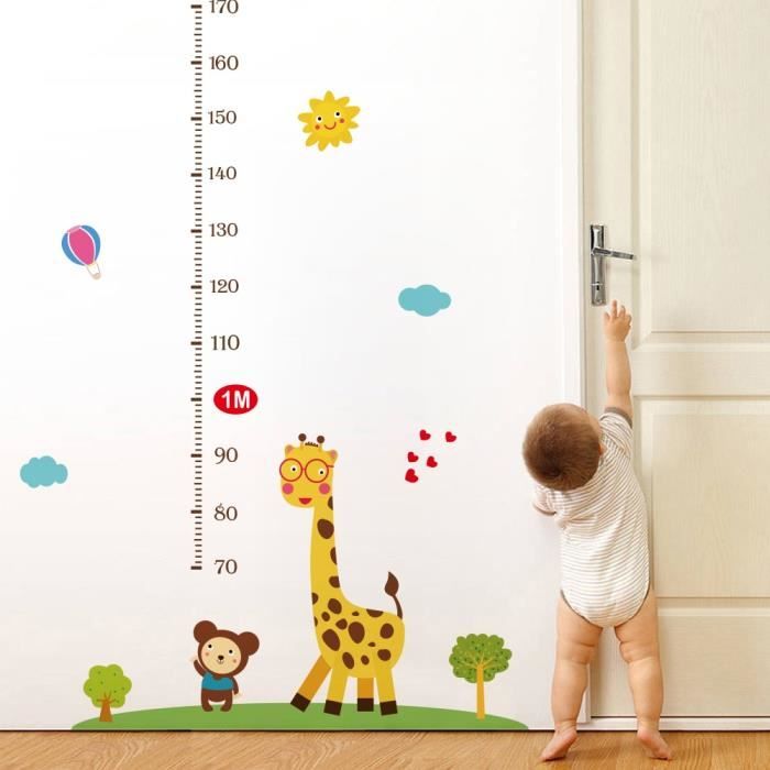 Tableau Mesure Bébé Mural - Sticker Croissance Enfant Animaux