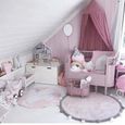 BIR23679-Tapis Chambre Bébé Rose Enfant Antidérapante Ronde En Coton Couverture Jouer Décoration Pour Enfants Entre 0-6 Ans-1