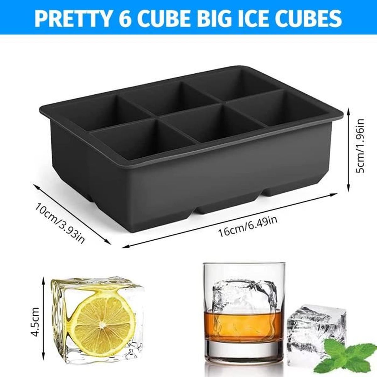 2 Bacs à Glaçons Géants FURNSII Avec Couvercle - Glaçons 4.5cm Pour Whisky Et Cocktails