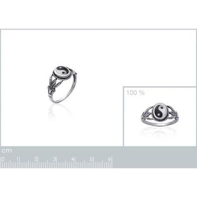 Bague Argent Massif 925 – Jonc Alliance Yin Yang – Taille 50 – Vintage