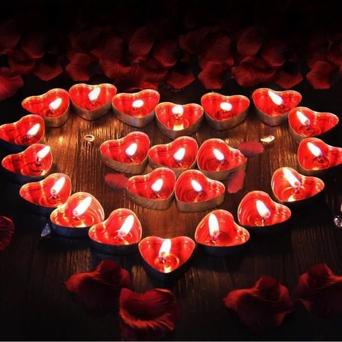 Saint-Valentin Décorations Bougies Romantiques Pétales De Rose 50