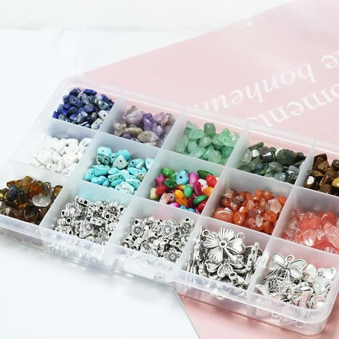 700 Pcs / boîte Perles irrégulières en pierre naturelle avec trou Chips de  pierres précieuses Perles pour collier Bracelet Boucles d'oreilles Bijoux  Fabrication de bijoux