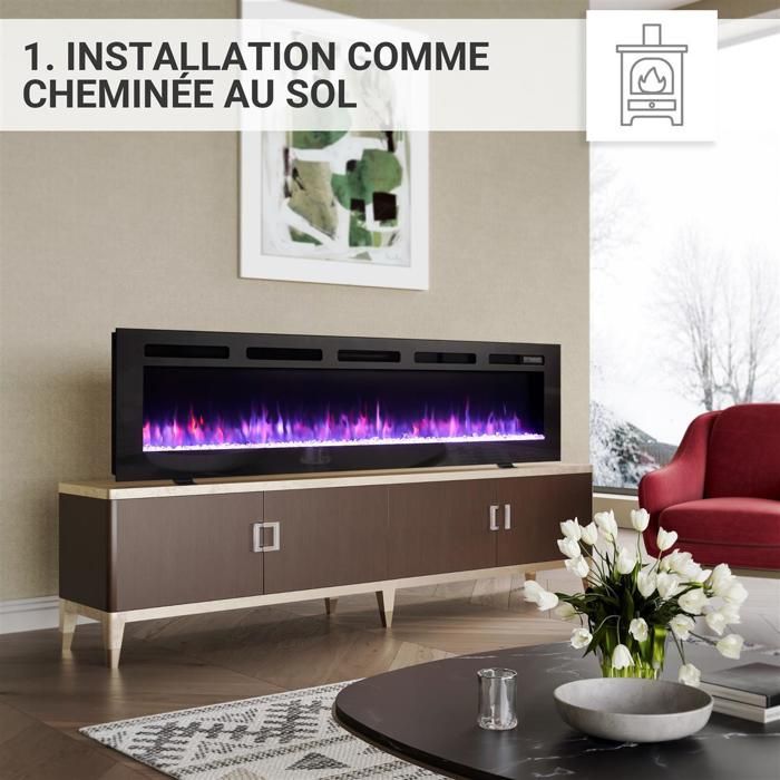 Cheminée électrique BALDERIA Leif 50 - 3 en 1 - noir - Cdiscount Bricolage