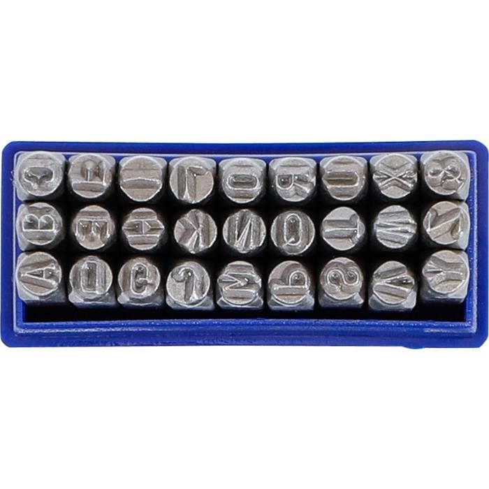 Coffret de chiffres et lettres à frapper avec pointeau automatique
