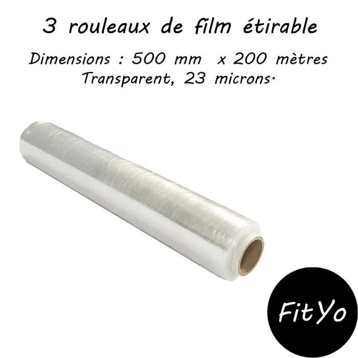 2 rouleaux de film étirable pour palettes d'emballage - Film de déménagement  - 23 microns - Environ 1,5 kg par rouleau - Transparent : :  Fournitures de bureau