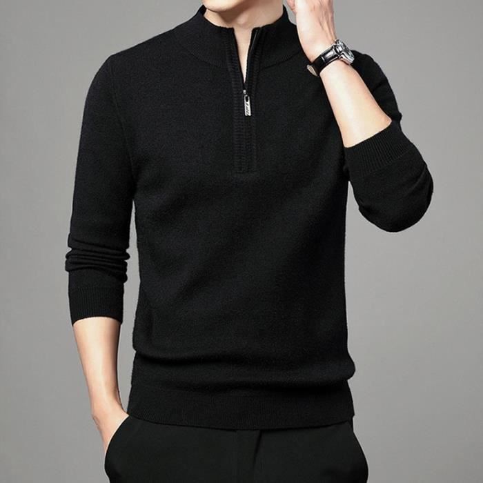 Pull-over en laine mélangée pour hommes en Noir