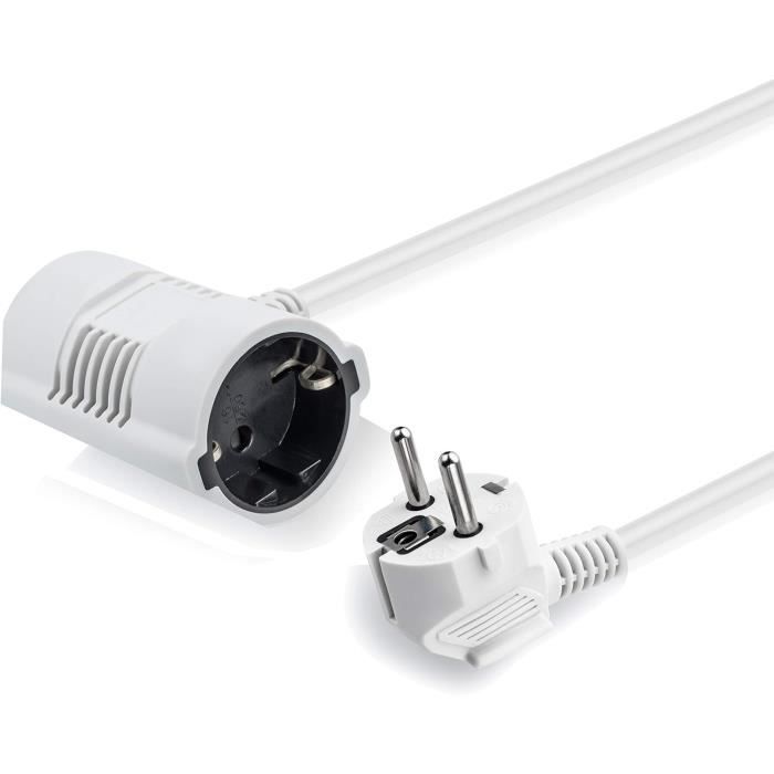 HuaLiSiJi Cable Extension Schuko Coudé 16A 250V - Rallonge Électrique Courte IP44 0.3m Noir
