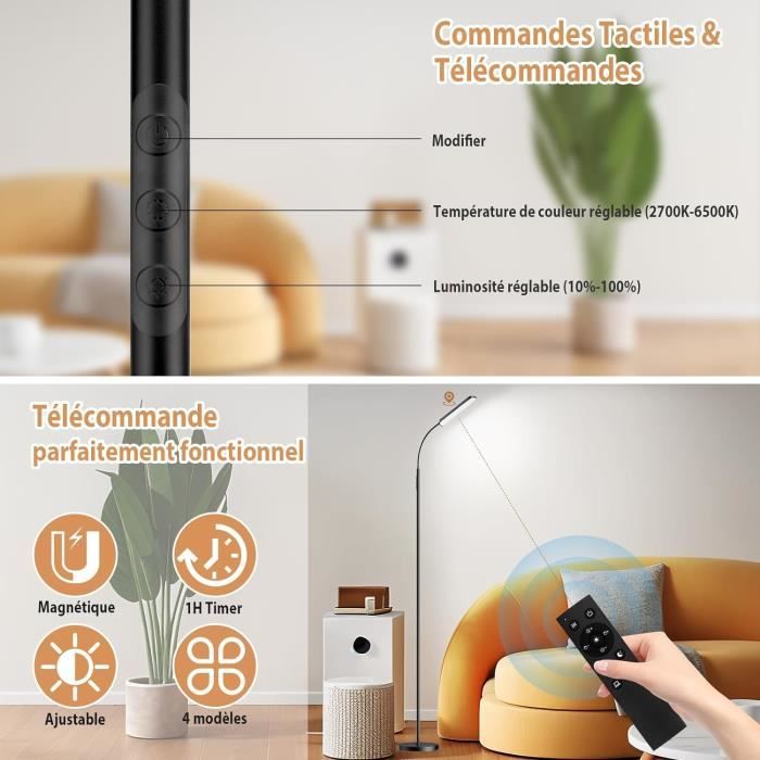 Lumière Réglable 2200LM Lampadaire LED 18W Avec Télécommande - Dimmable, Minuterie, Col De Cygne Flexible Lampe Salon Sur Pied Lumière Réglable 2200LM Lampadaire LED 18W Avec Télécommande - Dimmable, Minuterie, Col De Cygne Flexible Lampe Salon Sur Pied