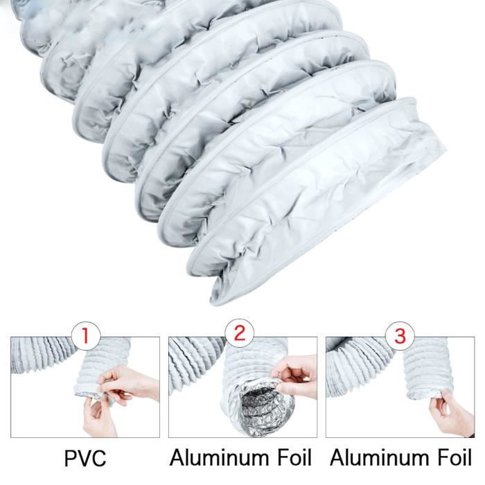 Tuyau Sèche-linge 100mm Tuyau Évacuation Air PVC Flexible 100mm - 3m Pour Climatisation, Sèche-linge, Hotte Tuyau Hotte 100mm