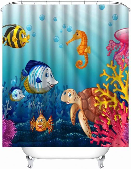 Rideau De Douche Anti Moisissure 3D Plage Tropicale 120x180cm - Tissu Polyester Séchage Rapide
