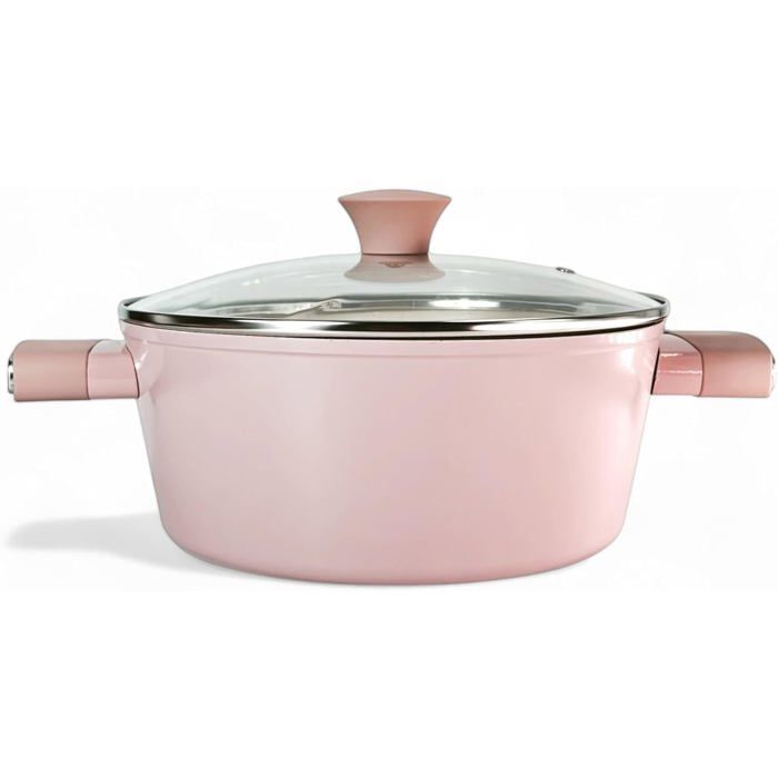 Set De Casseroles Céramique 6 Pièces Royal Swiss - 24,28,32cm - Compatible Induction - Rose - 2