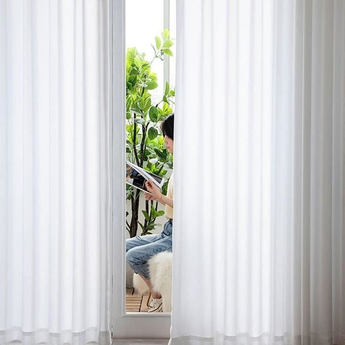 Lot De 2 Rideaux Voilés Blancs HiSnug - Double Couche - Dimensions 80x80cm - Pour Cuisine, Balcon, Caravane - 8