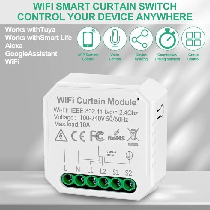 Module de commande de volet roulant intelligent Tuya Wifi Télécommande ...