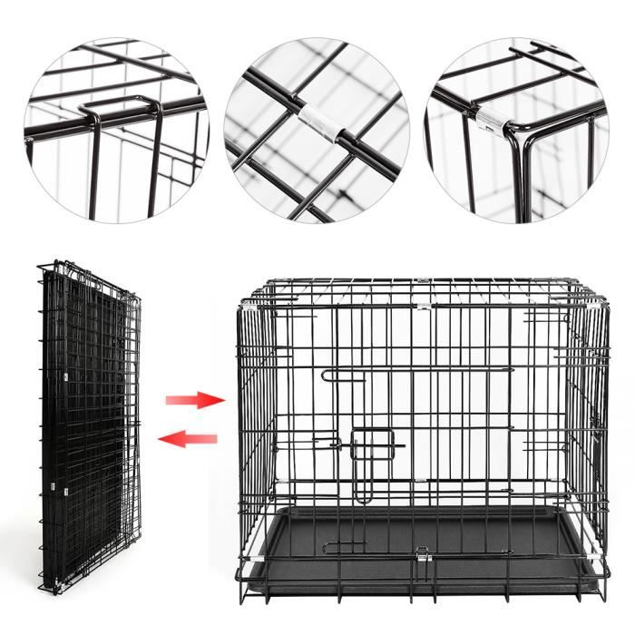 Caisse de transport - Taille M - 61x46x48 cm - Cage métallique pour chien  chat - Cdiscount