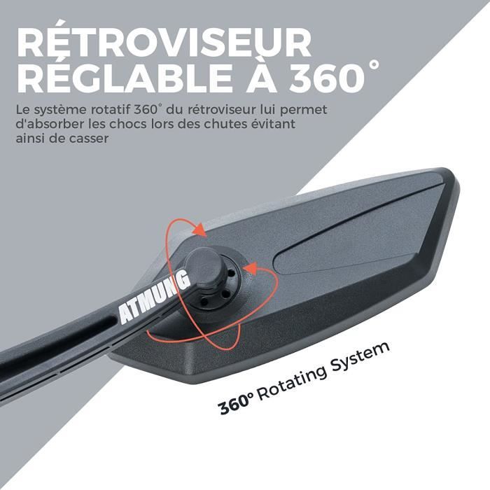 Protection Trotinette Electrique Rétroviseur Vélo Réglable 360° - Compatible Guidon 17-22mm Pour Vélo, Moto, Trottinette Sécurité Cycliste