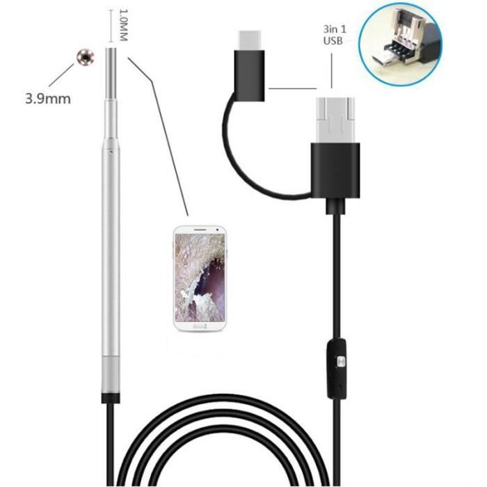 Mini caméra endoscopique médicale 3.9MM, caméra USB étanche pour  Inspection, pour OTG et téléphone Android PC*TR4607