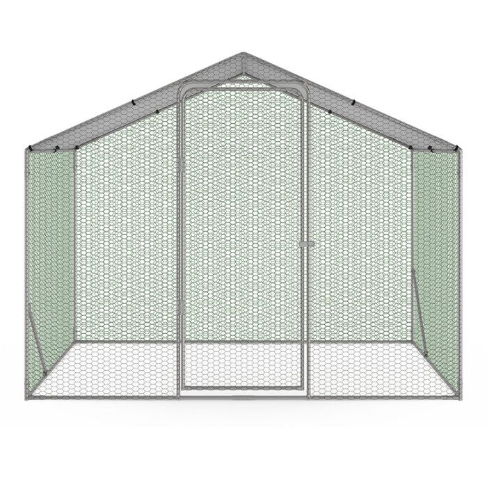Poulailler 3x2x2 M - Enclos Pour Poules Acier Galvanisé - Toile Imperméable - Avec Auvent - Montage Facile - Pour Extérieur - 3