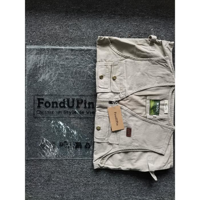 KTWOLEN Homme Gilet de Pêche en Coton Multi-Poches