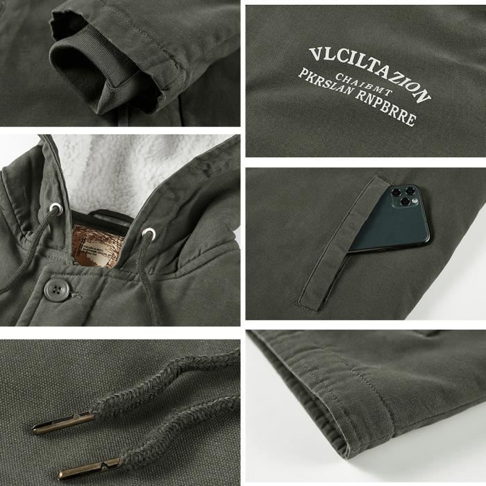 Veste Homme Rembourrée Lourde Pour L'extérieur - Taille M/L - Noire Avec Capuche Polaire Et Poches